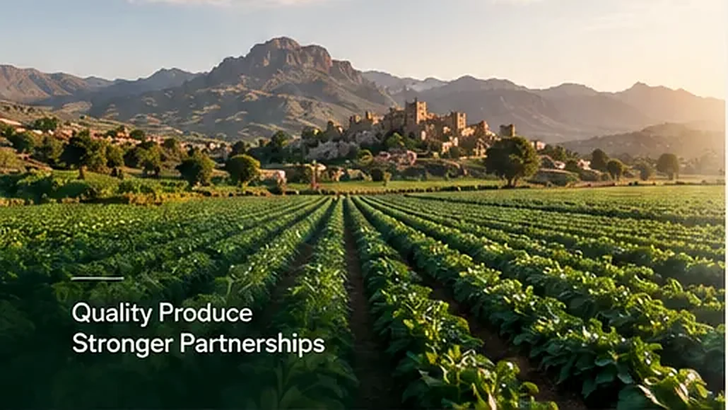 Agricultural fields and mountain landscape